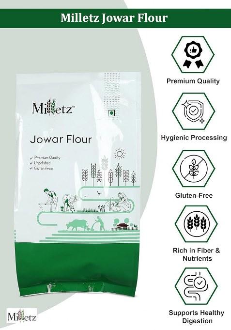 Organic Jowar Atta | Jowar Flour |Unpolished Jowar Atta | Sorghum Flour | Non Gmo | Millet Bhakri Atta