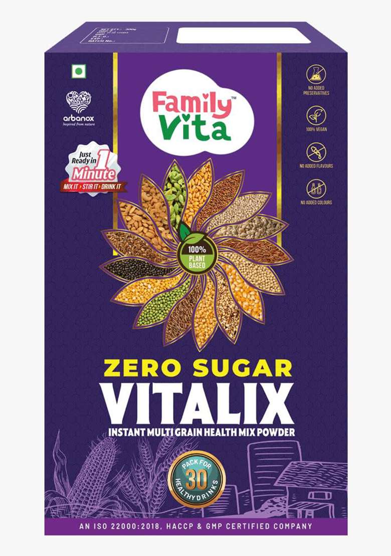 Arbanox Family Vita Vitalix Instant Multi Grain Health Mix Powder|17 Powerful Wellness Ingredients| Trusted By Millions|100% Natural| No Preservatives Or Added Sugar| Convenient & Nutritious| 300Gm - Indya