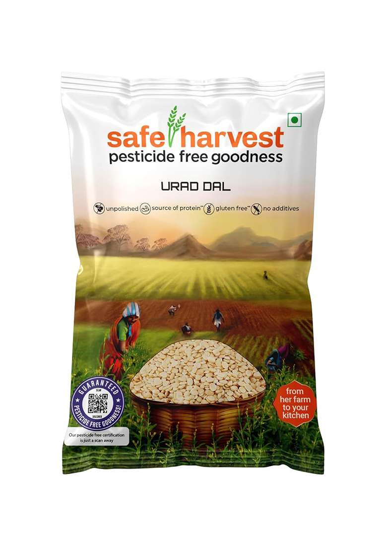 Safe Harvest Pesticide-Free Unpolished Urad Dal | Pure & Natural - 1Kg - Indya