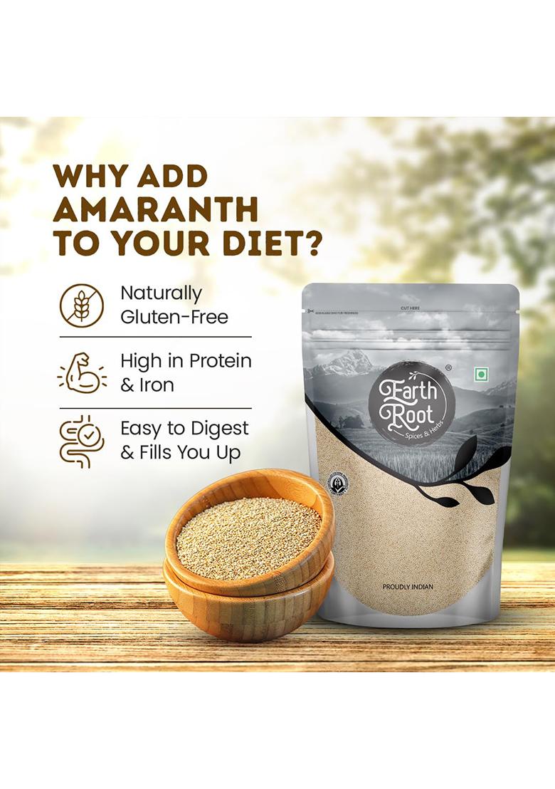 Earthroot Natural Amaranth (Rajgira), Gluten-Free Ancient Grain, High In Protein, Iron & Fibre | Ideal For Fasting, Rotis, Porridge & Healthy Snacks, Pack Of 2, 1 Kg Each