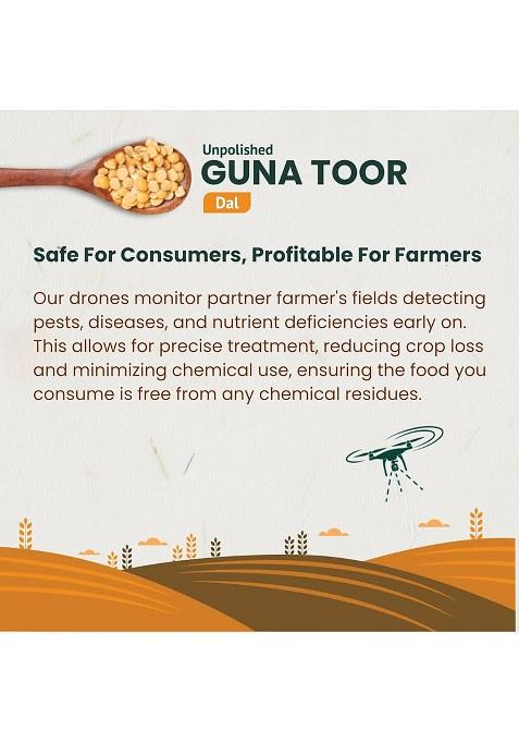Bharatrohan Guna Toor Dal | Unpolished Pigeon Pea | Chemical Residue Free | Drone Monitored | 500G Pack