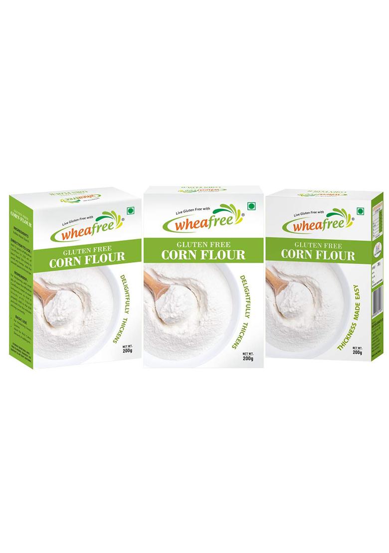 Wheafree Gluten Free Corn Flour Pack Of 3 X 200 Grams | Perfect Thickening Agent | Rich In Carbohydrates | 100% Natural And Vegetarian