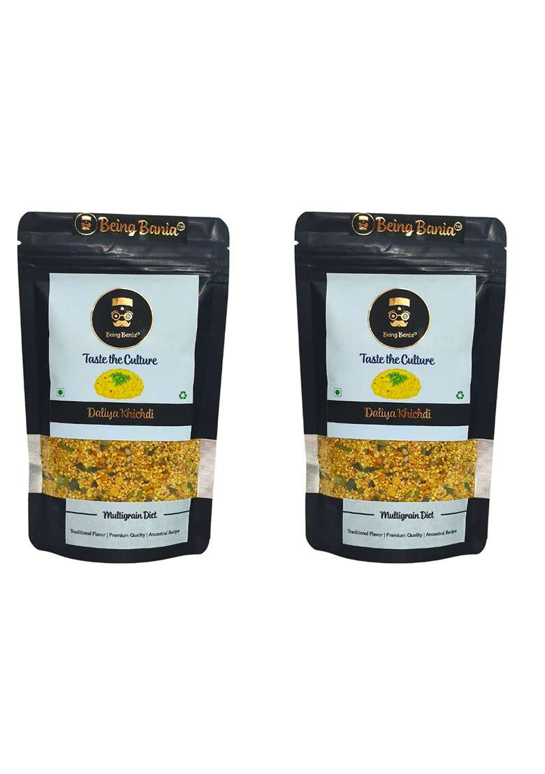 Being Bania Premium Multigrain Daliya, 210G | 100% Natural | High Fiber With Rolled Oats And 8+ Grains | Healthy Dalia Khichdi | Diet Food For Healthy Life (Pack Of 2) - Indya