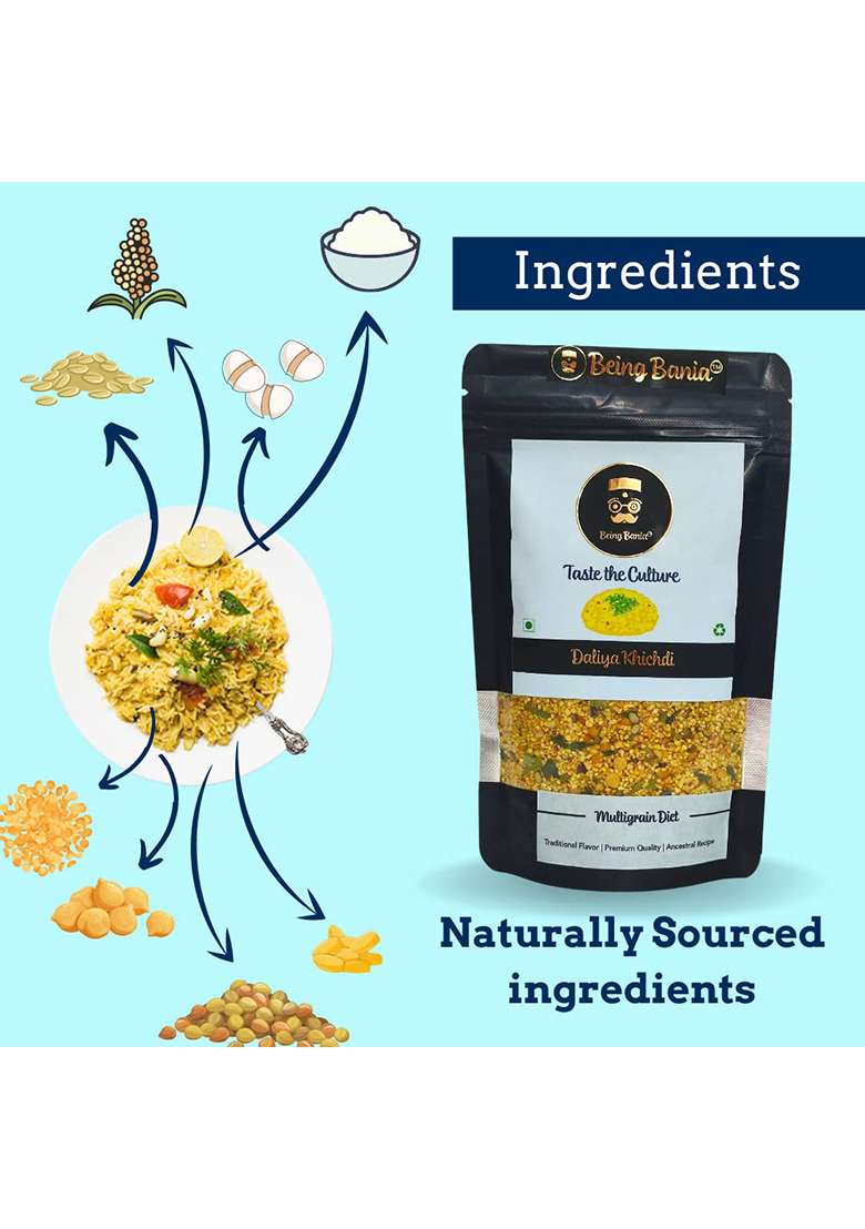 Being Bania Premium Multigrain Daliya, 210G | 100% Natural | High Fiber With Rolled Oats And 8+ Grains | Healthy Dalia Khichdi | Diet Food For Healthy Life (Pack Of 2) - Indya