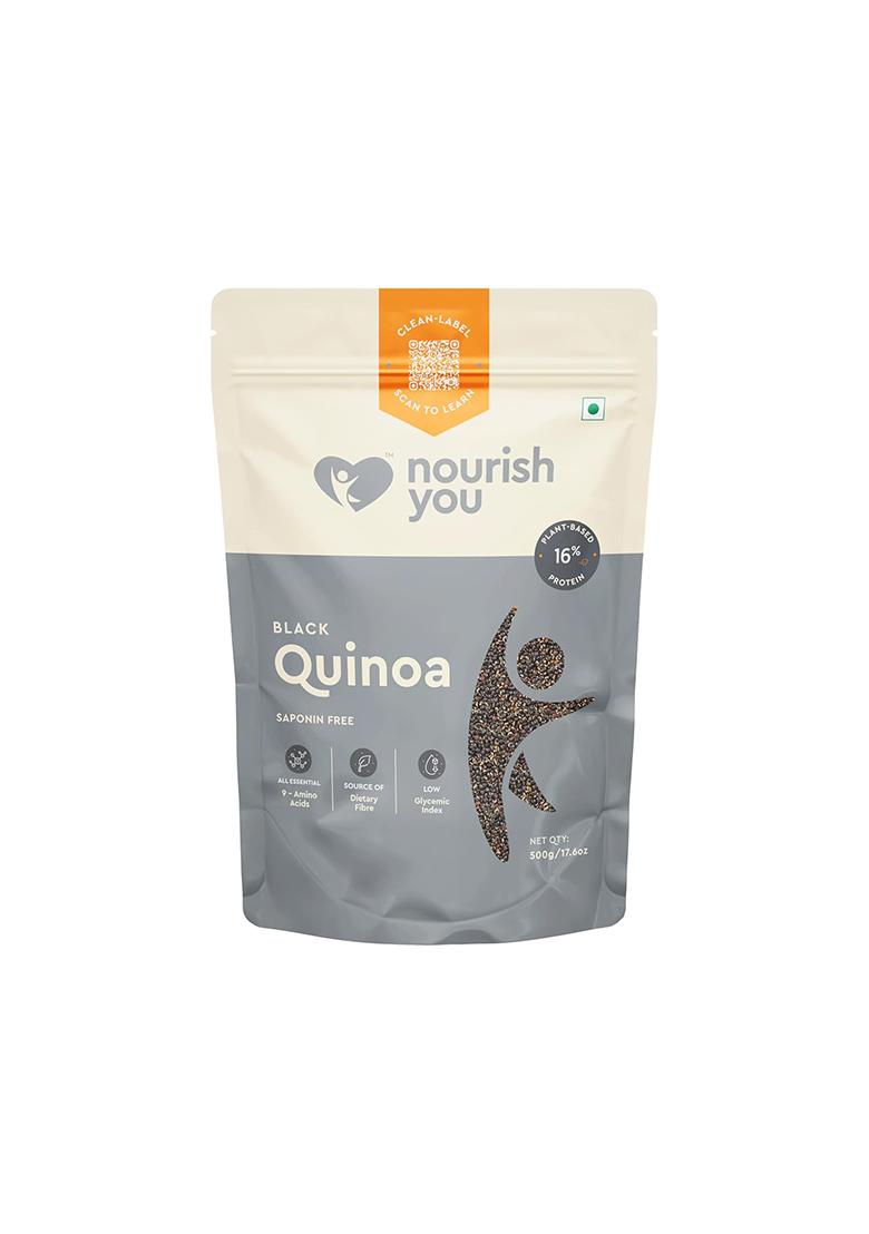 Nourish You Whole Grain Black Quinoa 500 Gm | Dietary Grains | Gluten Free | Superfood | Rich In Protein And Fiber| Healthy Breakfast Cereal | Pack Of 1