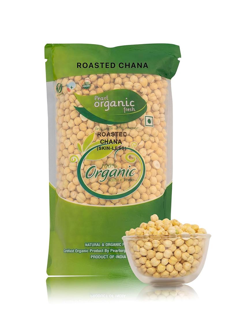 Pearl Organic Fresh Organic Bhuna Chana Without Skin | Roasted Desi Chickpeas | Whole Roasted Chana Ready To Eat | Healthy High Protein Snack | Organic Roasted | Crunchy Gluten-Free Snack (1.5 Kg)