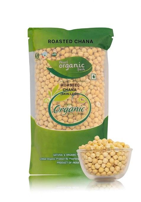 Pearl Organic Fresh Organic Bhuna Chana Without Skin | Roasted Desi Chickpeas | Whole Roasted Chana Ready To Eat | Healthy High Protein Snack | Organic Roasted | Crunchy Gluten-Free Snack (1.5 Kg)