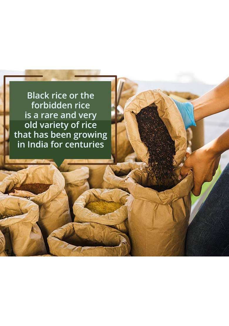Saara Organics Karuppu Kavuni Rice | Hand Pounded | Low Gi | Traditional Black Kavuni 1000 Gram - Indya