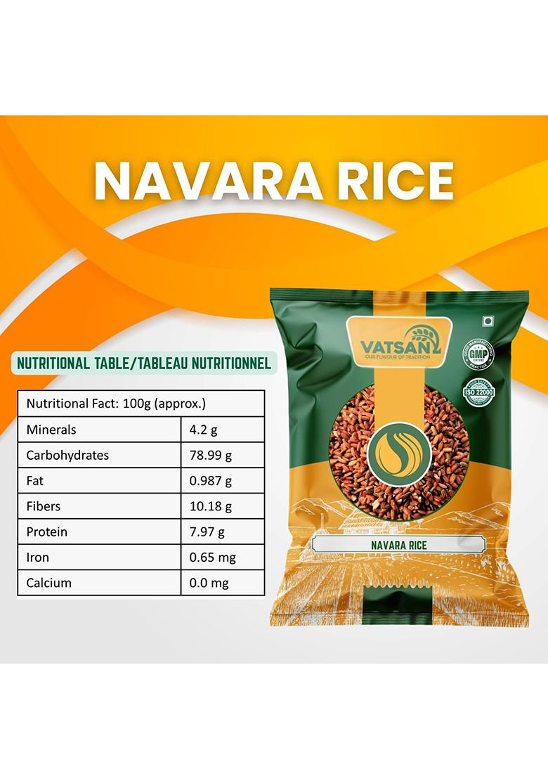 Vatsan Organics Navara Rice (1Kg) | Good For Karkkidaka Kanji | Kerala Njavara