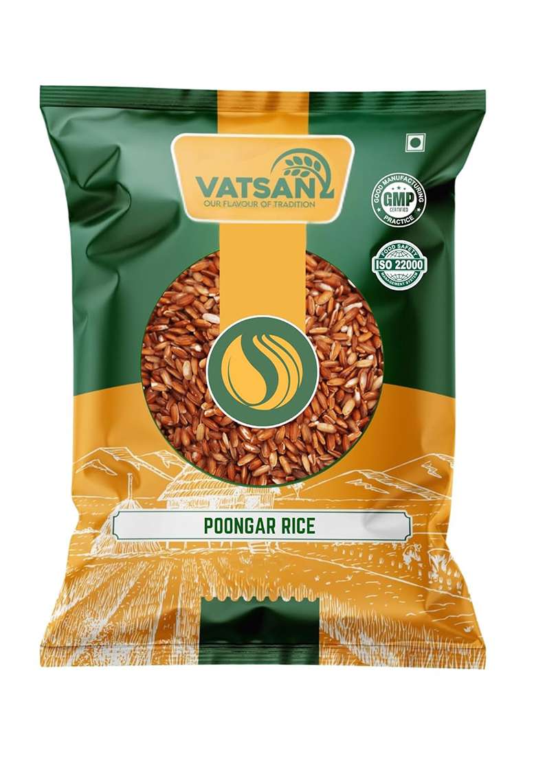 Vatsan Poongar Rice 1Kg – Traditional South Indian Red Rice | Natural Unpolished Whole Grain | Iron-Rich Gluten-Free Heritage Rice | Ideal For Women’S Health, Diabetic & Daily Diets - Indya