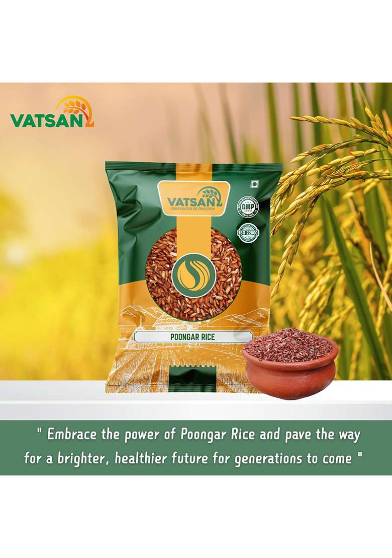 Vatsan Poongar Rice 1Kg – Traditional South Indian Red Rice | Natural Unpolished Whole Grain | Iron-Rich Gluten-Free Heritage Rice | Ideal For Women’S Health, Diabetic & Daily Diets - Indya