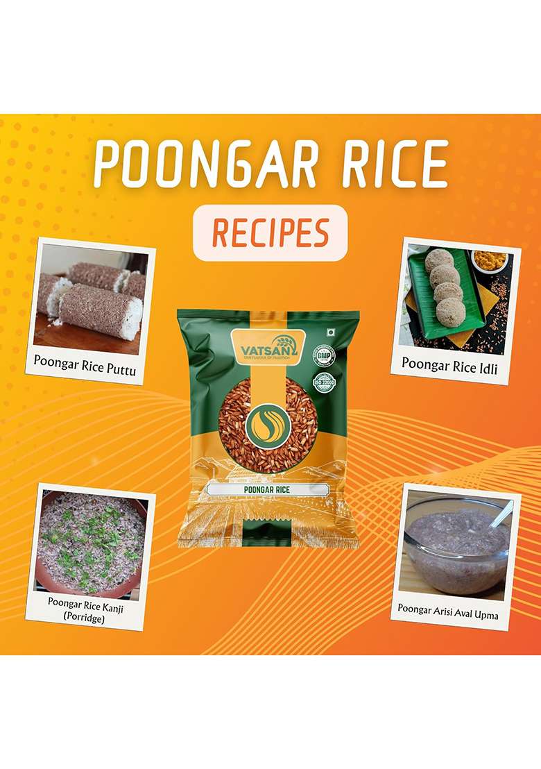 Vatsan Poongar Rice 1Kg – Traditional South Indian Red Rice | Natural Unpolished Whole Grain | Iron-Rich Gluten-Free Heritage Rice | Ideal For Women’S Health, Diabetic & Daily Diets - Indya