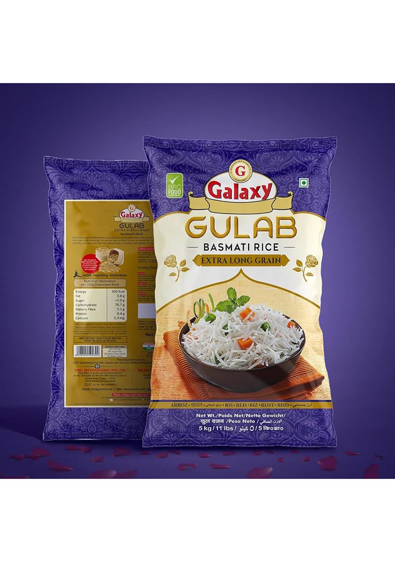 Galaxy Basmati Rice, Aromatic Authentic Aged Biryani Rice, Extra Long Grain, 5 Kg