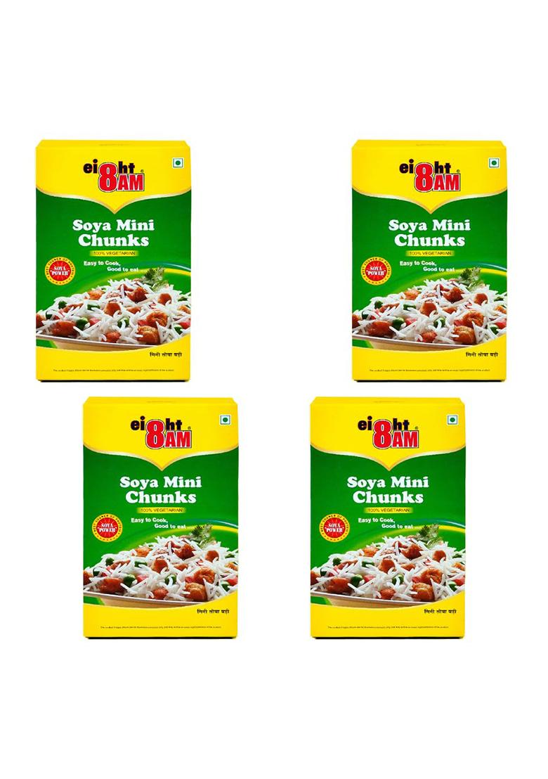 8Am Soya Mini Chunks, Soyabean High Protein, Pure Vegetarian, 200G(Pack Of 4)
