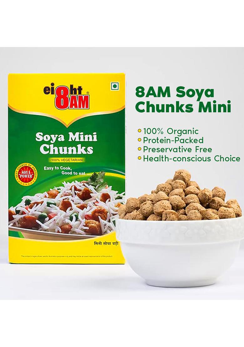 8Am Soya Mini Chunks, Soyabean High Protein, Pure Vegetarian, 200G(Pack Of 4)