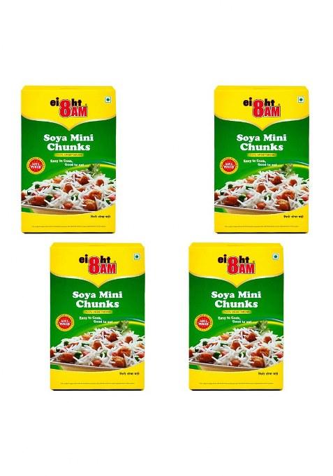 8Am Soya Mini Chunks, Soyabean High Protein, Pure Vegetarian, 200G(Pack Of 4)