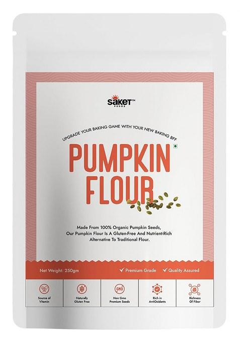 Saket Foods Pumpkin Seeds Flour| Pure And Organic Pumpkin Seeds| Gluten Free|Nutrient Rich| Pumpkin Seeds Powder| Ideal For Making- Kheer, Ice-Cram, Macrons, Cakes, Puddings| 250 Gram