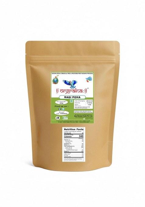 Orgraina Ragi Poha / Ragi Flakes 1 Kg (2 Packs Of 500 Gms) | Rich In Iron And High Protein | Best Choice For Making Poha And Health Snack Recipes | Millet Flakes For A Healthy And Nutritious Breakfast | Fssai Certified