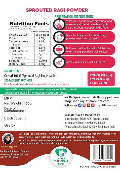 Little Moppet Foods Sprouted Ragi Powder