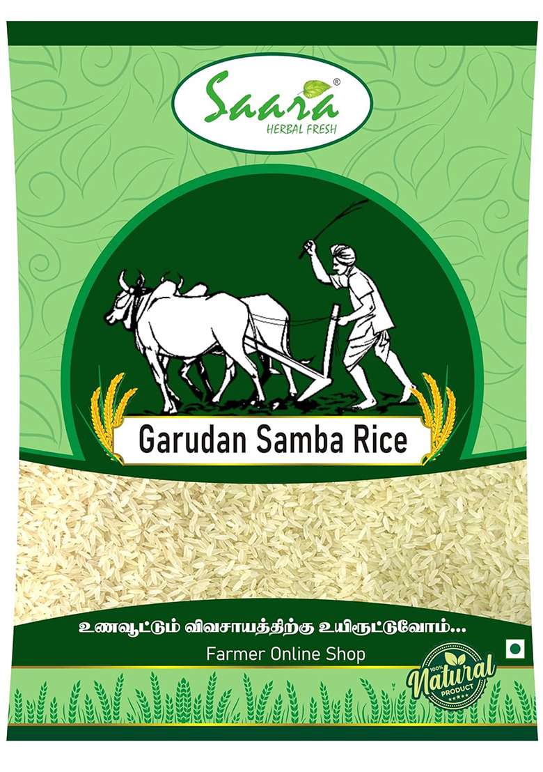 Saara Herbal Fresh Garudan Samba Rice, 950G, Kadaikazhuthan Rice Boiled | Garudan Samba Arisi - Indya