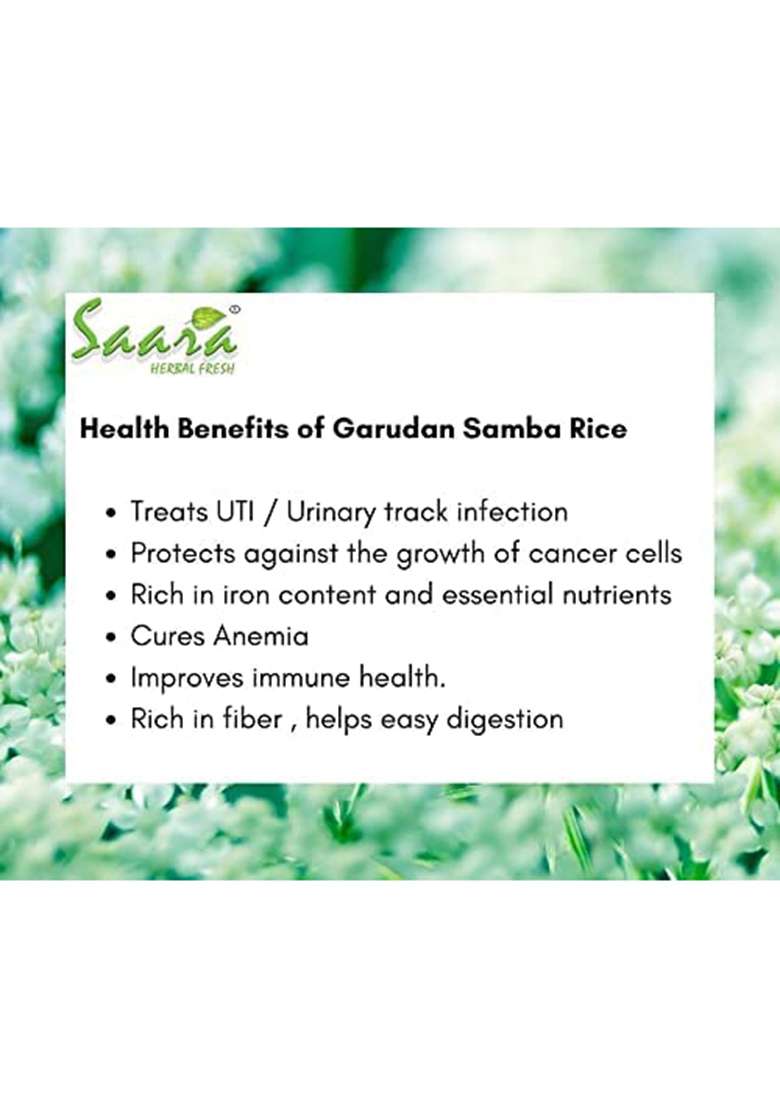 Saara Herbal Fresh Garudan Samba Rice, 950G, Kadaikazhuthan Rice Boiled | Garudan Samba Arisi - Indya
