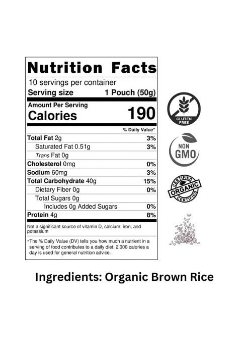 Nu Organic Unpolished Basmati Brown Rice 500G | 100% Organic & Gluten-Free | High In Dietary Fiber | Pesticide & Chemical-Free | Heart-Healthy Whole Grain Rice