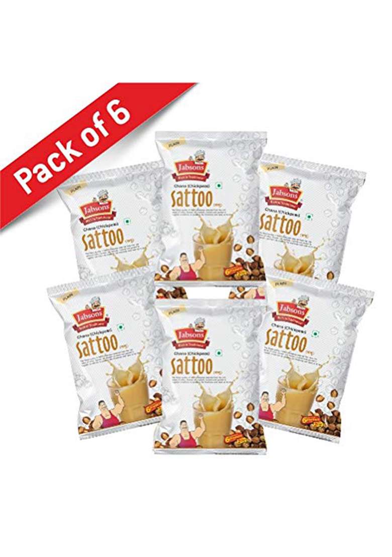 Jabsons Chana Sattoo Plain – 500G (Pack Of 6) | Natural & Gluten Free Chana Sattu | Sattoo Drink Powder I High Fiber - Indya