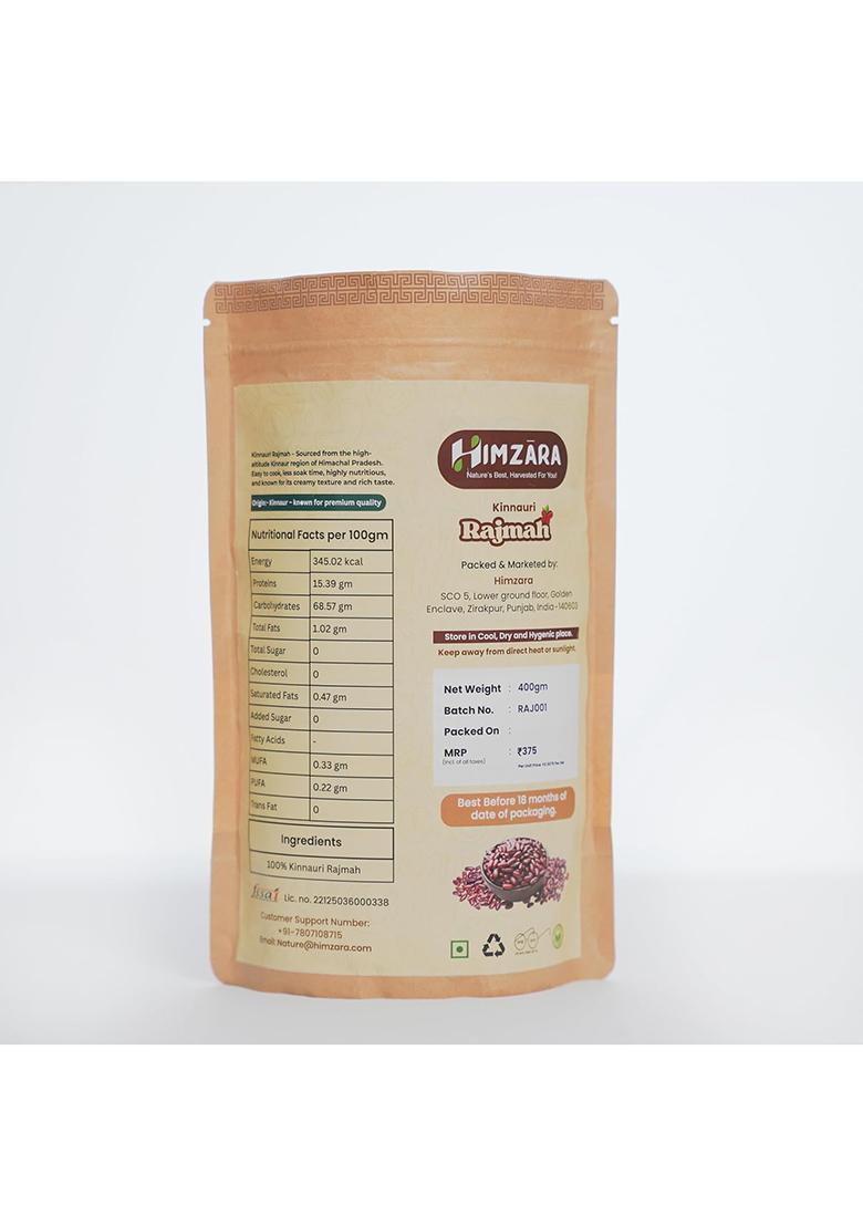 Himzara Kinnauri Rajma 400G | Premium Red Kidney Beans From Himalayas | High Protein, Fibre, Creamy & Quick Cooking | Easily Digestible Healthy Pulses