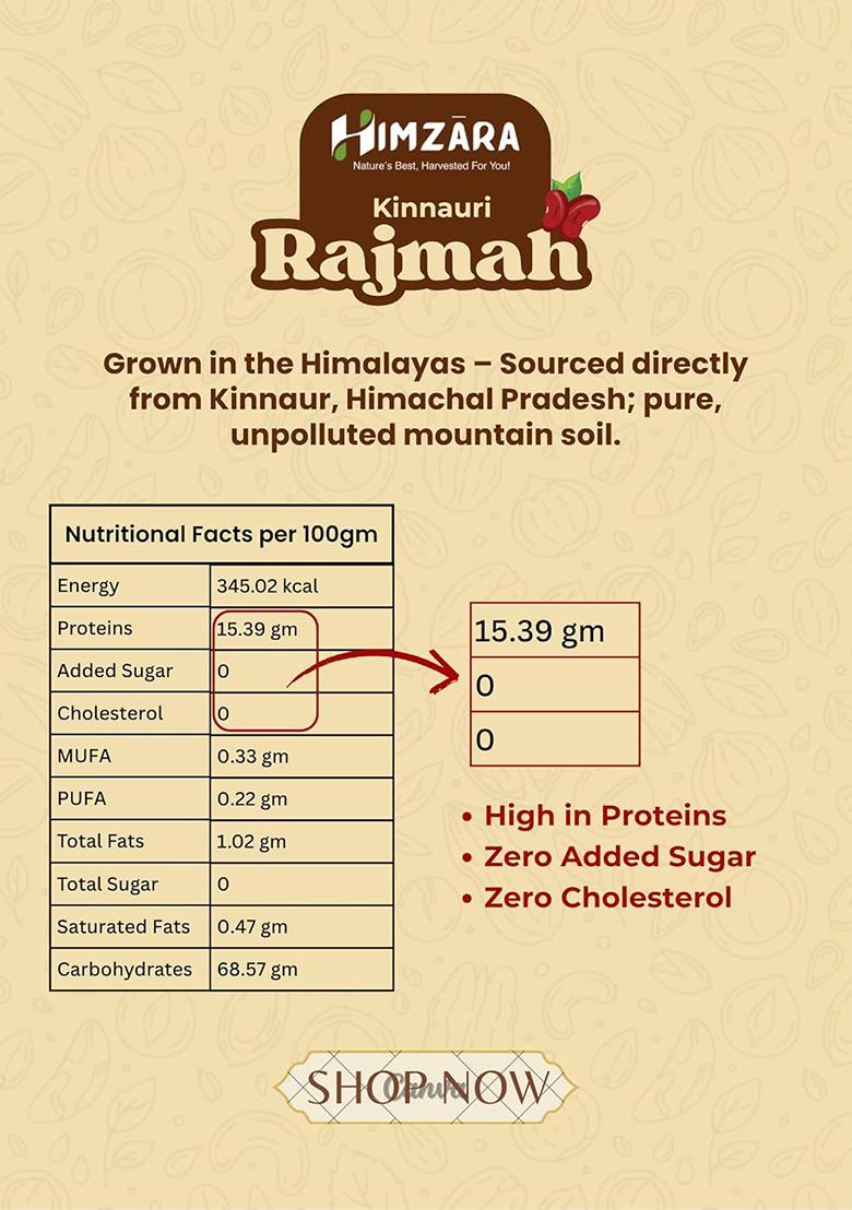 Himzara Kinnauri Rajma 400G | Premium Red Kidney Beans From Himalayas | High Protein, Fibre, Creamy & Quick Cooking | Easily Digestible Healthy Pulses
