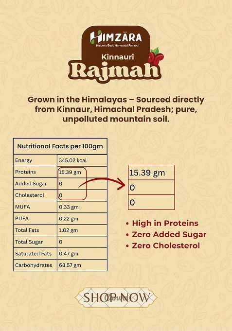 Himzara Kinnauri Rajma 400G | Premium Red Kidney Beans From Himalayas | High Protein, Fibre, Creamy & Quick Cooking | Easily Digestible Healthy Pulses