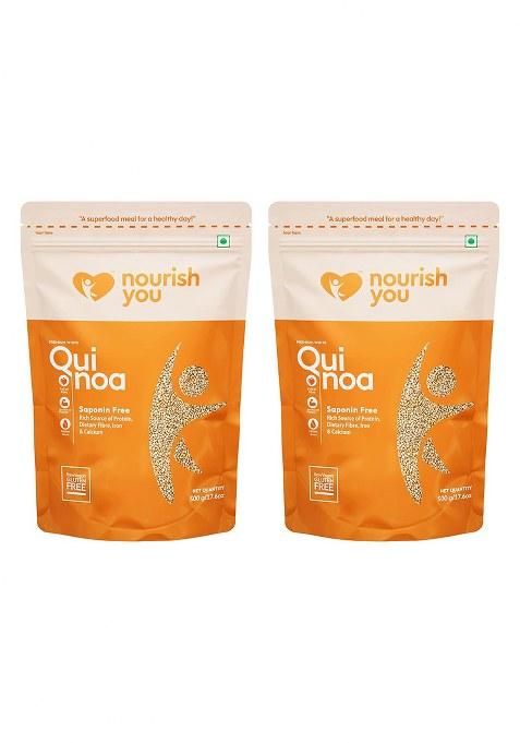 Nourish You Premium White Quinoa | Protein & Fiber Rich Supergrain | Gluten-Free Healthy Superfood | Clean & Nutritious Quinoa Seeds For Cooking, Salads, Bowls & Meal Prep | 500G X 2