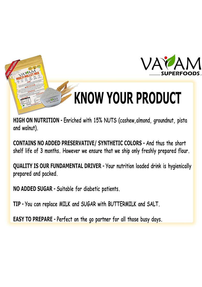 Vayam | Health Mix Powder | 100% Natural | No Preservatives | Gluten-Free | Nutritious Breakfast Drink | 400G