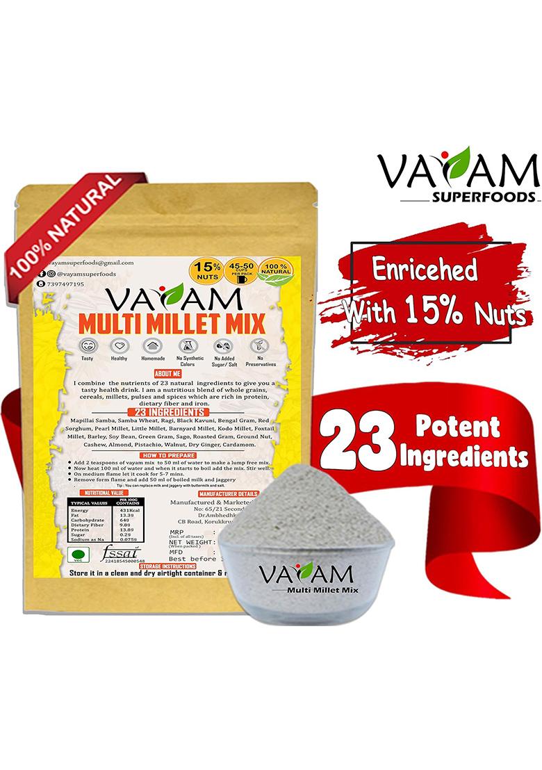 Vayam | Health Mix Powder | 100% Natural | No Preservatives | Gluten-Free | Nutritious Breakfast Drink | 400G