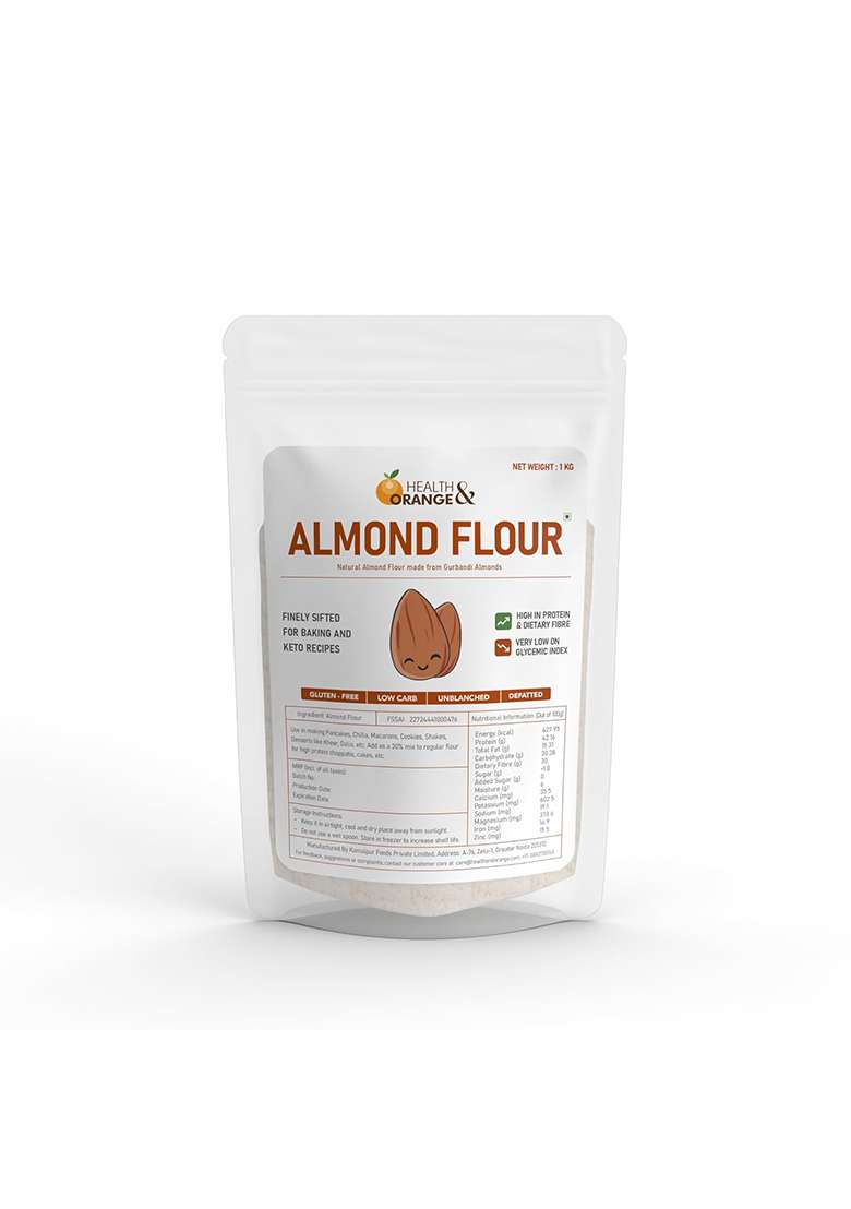 H&O Gurbandi Almond Flour - 1 Kg - Defatted - Unblanched - High Protein - Gluten Free - Keto Friendly - Low Carb Baking Flour - Indya
