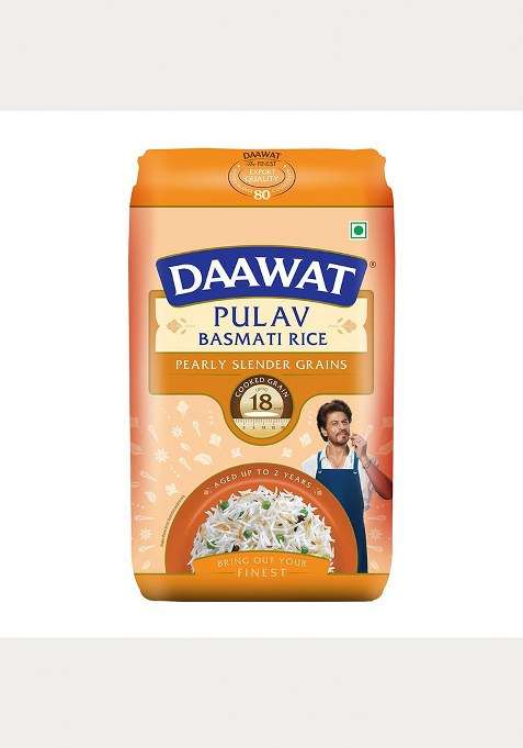 Daawat Pulav Basmati Rice 1Kg| Pearly Slender Grains| Cooked Grain Upto 18Mm*| Long & Fluffy Pulav Rice