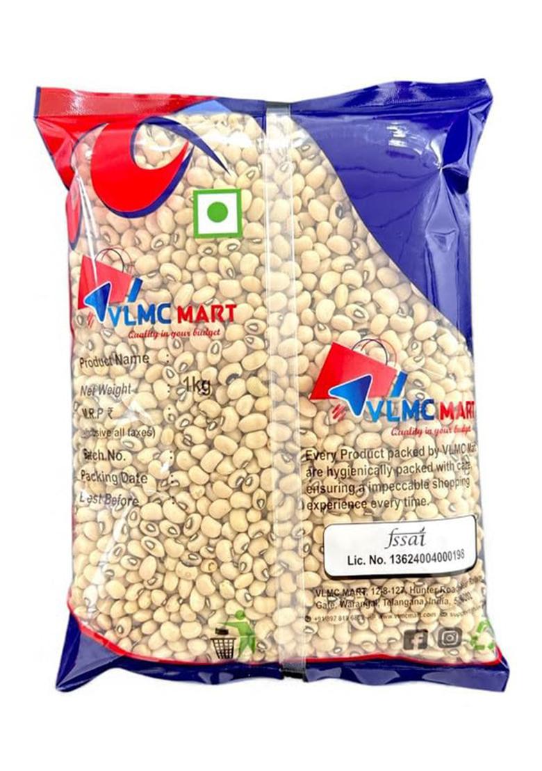 Vlmc Mart Premium White Lobia | Unpolished | White Babberlu | Protein & Fiber Rich Pulses | Healthy Indian Lentils| Size -1Kg