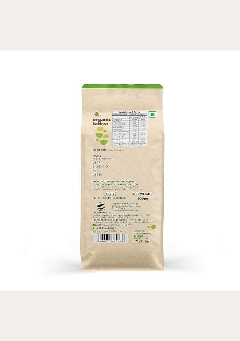 Organic Tattva Cowpea White 500 Grams | Lobia Chawli Rich In Protein Naturally Gluten Free Unpolished Dal Pesticide And Chemical Pack Of 2 - Indya