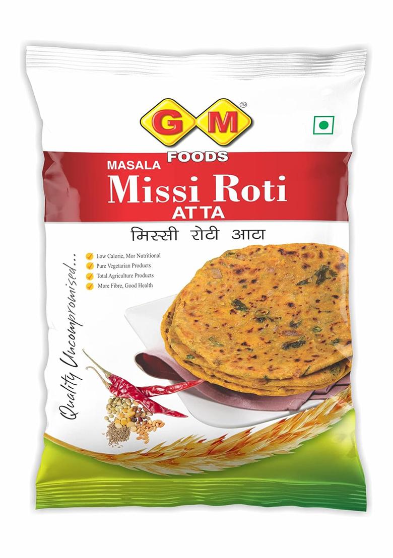 Gm Foods Masala Missi Roti Atta 400G (Pack Of 4) | Spiced With Indian Seeds & Herbs | Rich In Protein, Vitamins, Minerals & Micronutrients | Healthy And Tasty | No Artificial Color Or Preservatives