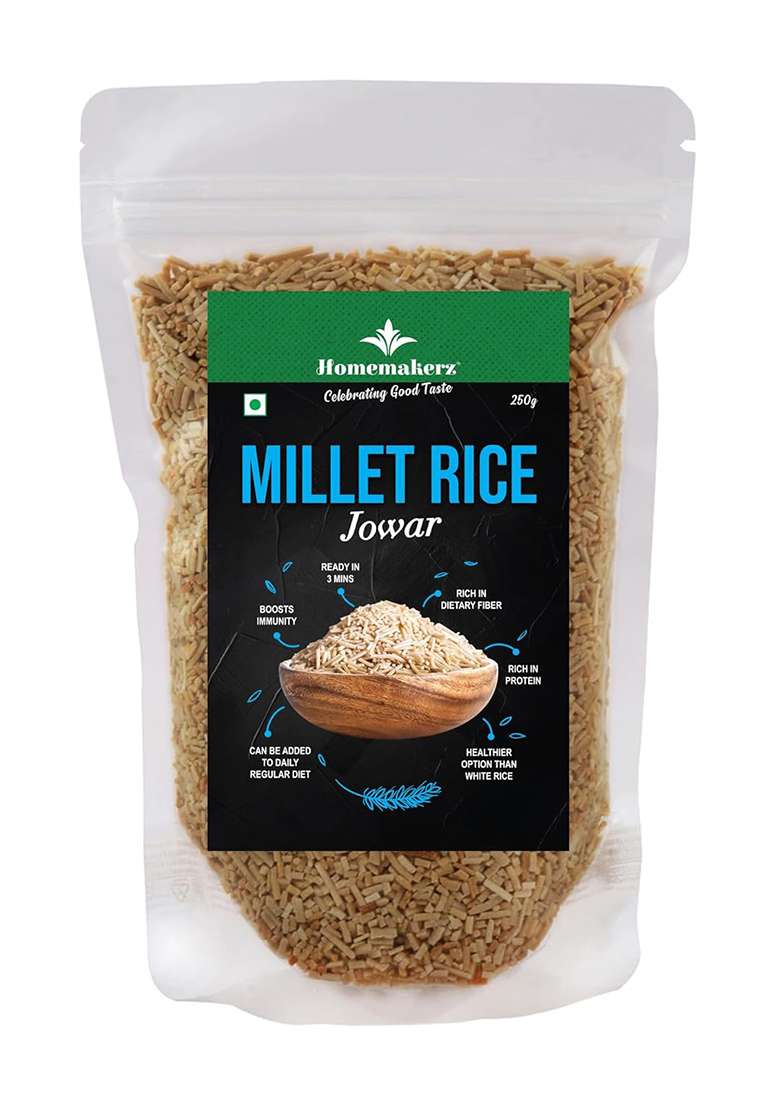 Homemakerz Jowar Millet Rice | Rich In Dietary Fiber | High In Protein | Ready In 3 Mins - 250 Gm - Indya