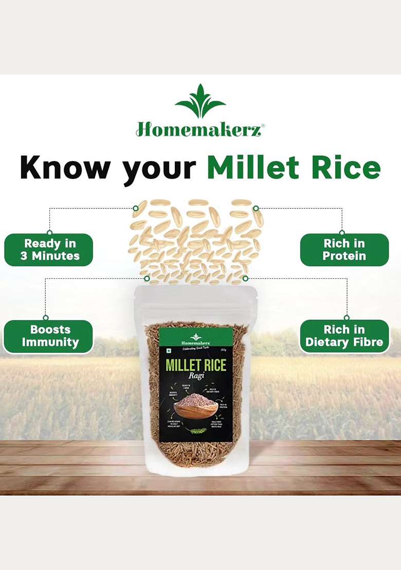 Homemakerz Jowar Millet Rice | Rich In Dietary Fiber | High In Protein | Ready In 3 Mins - 250 Gm - Indya