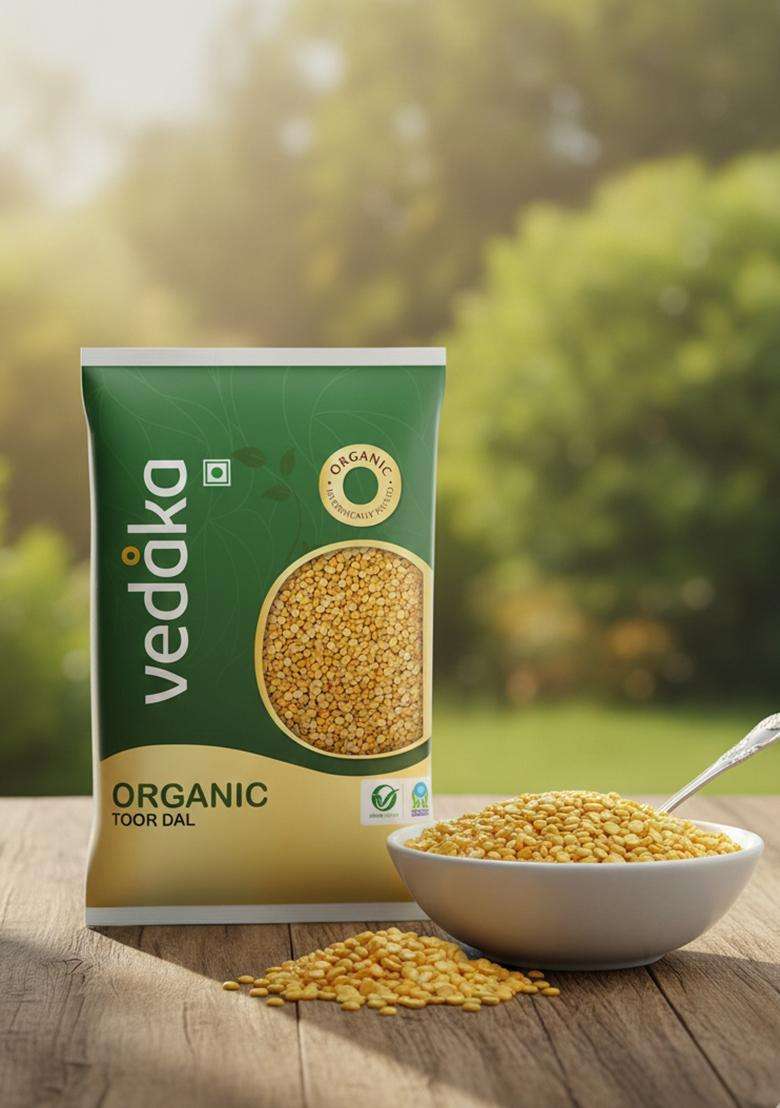 Vedaka Organic Toor Dal 500G | Arhar Dal | Naturally Rich Source Of Protein | Cholesterol Free & No Added Additives - Indya