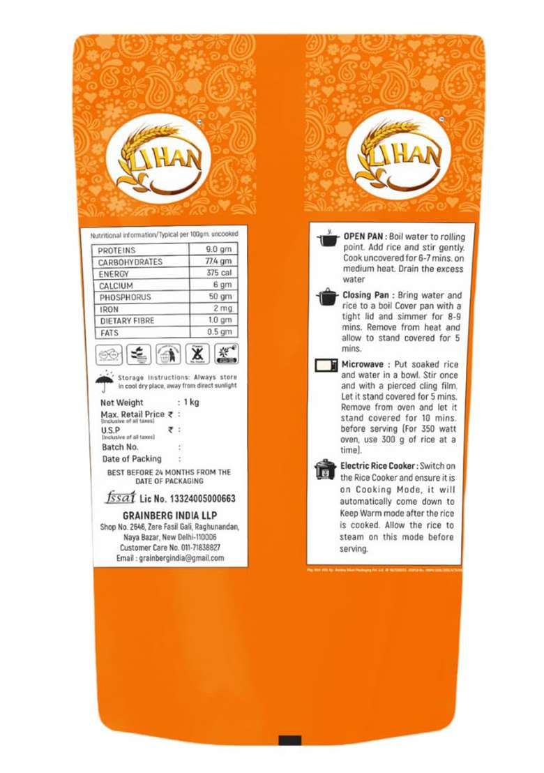 Lihan Supreme Xxxl Basmati Rice, 1Kg – Premium Aged Long Grain, Extra Long, Fluffy & Aromatic | Ideal For Biryani, Pulao & Daily Meals 1Kg (Pack Of 1) - Indya