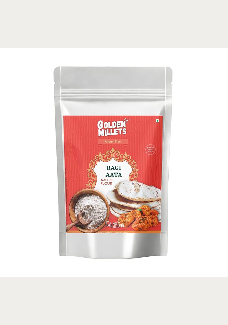 Golden Millets Ragi Atta 1Kg | Finger Millet Flour | 100% Whole Grain & Stone Ground | Natural, Gluten-Free Millet Aata | No Preservatives | Ideal For Rotis, Baking & Everyday Meals