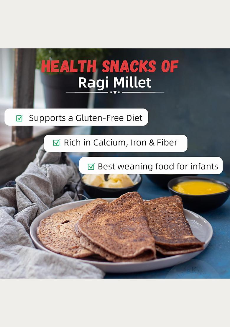 Golden Millets Ragi Atta 1Kg | Finger Millet Flour | 100% Whole Grain & Stone Ground | Natural, Gluten-Free Millet Aata | No Preservatives | Ideal For Rotis, Baking & Everyday Meals