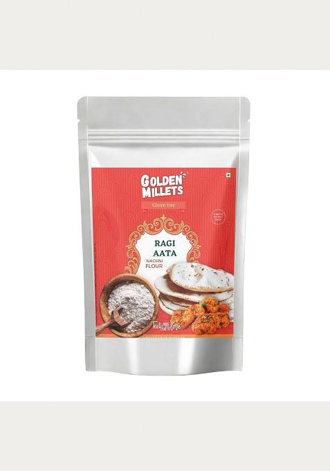 Golden Millets Ragi Atta 1Kg | Finger Millet Flour | 100% Whole Grain & Stone Ground | Natural, Gluten-Free Millet Aata | No Preservatives | Ideal For Rotis, Baking & Everyday Meals