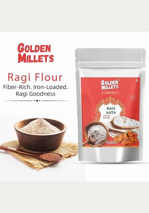 Golden Millets Ragi Atta 1Kg | Finger Millet Flour | 100% Whole Grain & Stone Ground | Natural, Gluten-Free Millet Aata | No Preservatives | Ideal For Rotis, Baking & Everyday Meals