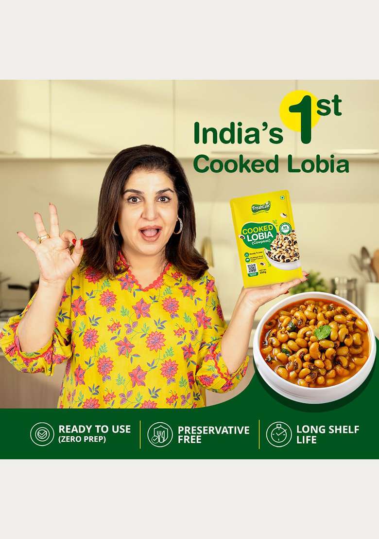 Freshcon Cooked Lobia | Cooked Chawali | Ready To Eat Black Eyed Beans | High Protein | No Preservatives | 4 Packs - Indya