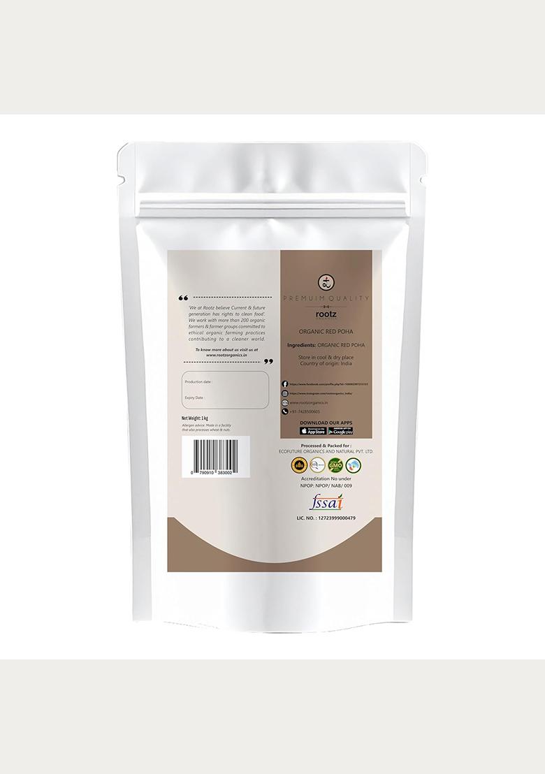 Rootz Organics Red Poha 450G| Unpolished Flattened Rice | Easily Digestible | Rich In Fibre & Iron| For Daily Home Cooked Meals