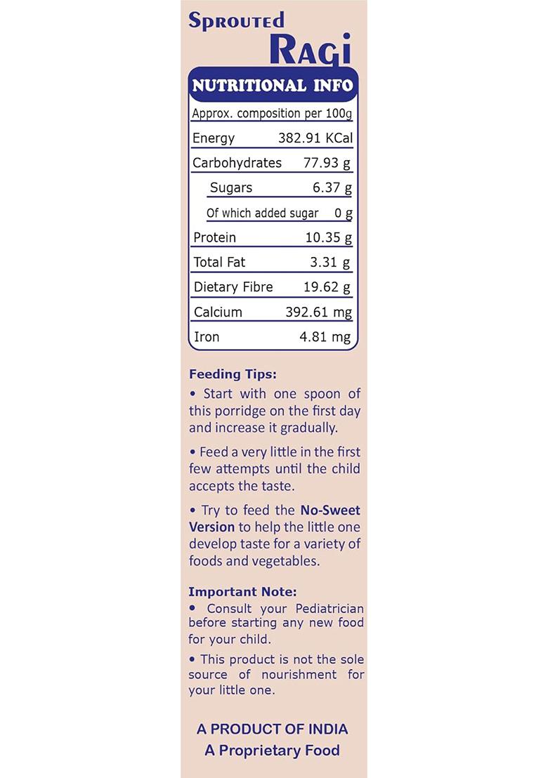 Tummy Friendly Foods Certified Organic Sprouted Ragi Powder For Baby | Maximum Possible Nutrition From Real Food | Available In Trial Baby Packs Too | Shelf Life 6 Month | 200G