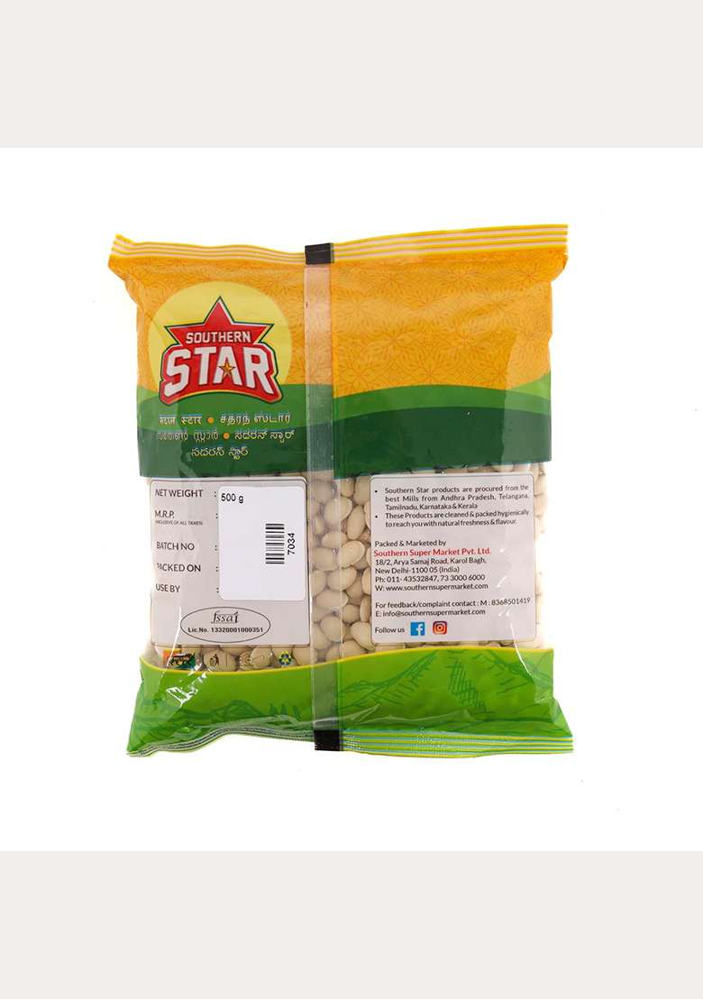 Southern Star Lima Beans White 500G | Premium Dried Butter Beans | Balar Dal, Avarekayi | Vellai Mochai Kottai Payaru, Bobbarralu | Rangooni Val, 100% Natural, Protein & Fiber-Rich | Ideal For Curries, Soups & Salads - Indya